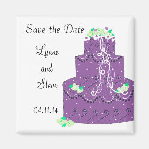 Imã Bolo de Casamento Roxo Salve a Data