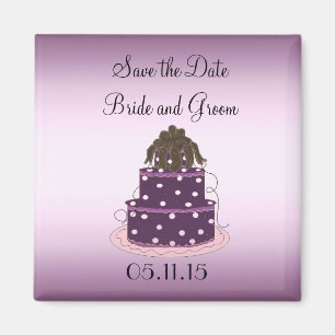 Imã Bolo de Casamento Roxo Save the Date