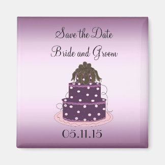 Imã Bolo de Casamento Roxo Save the Date