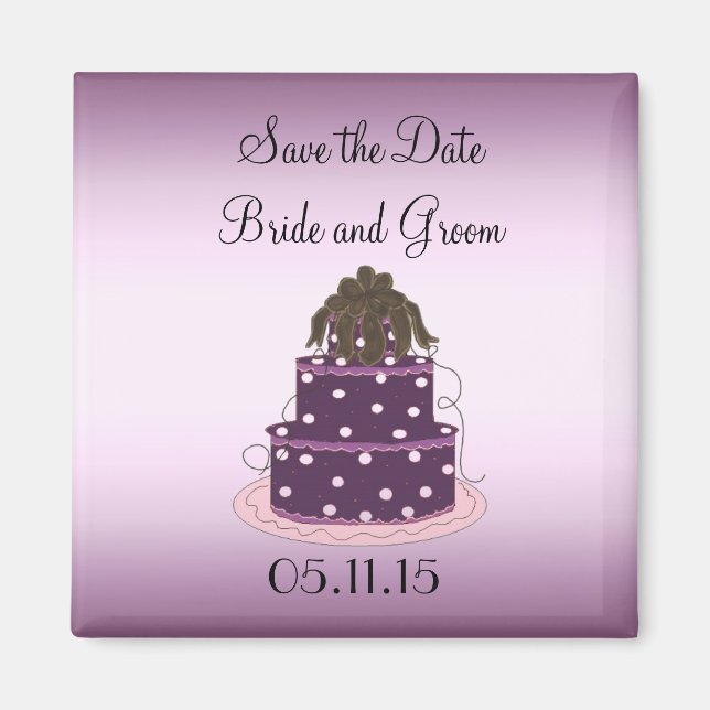 Imã Bolo de Casamento Roxo Save the Date (Frente)