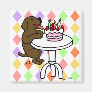 Imã Bolo de Chocolate de Birthday Labrador Cartoon