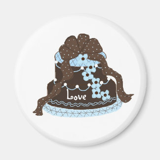 Imã Bolo de Chocolate e Azul Elegante