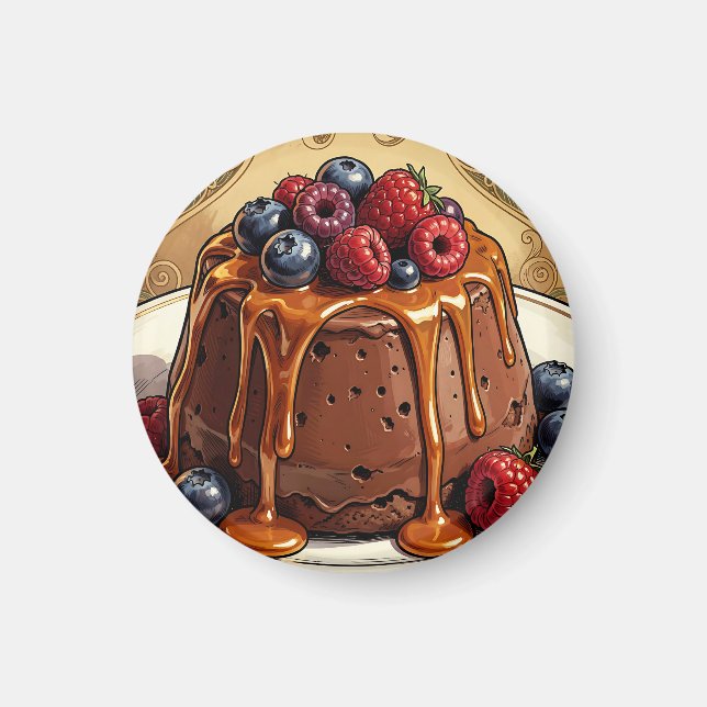 Imã Bolo de Frutas Vermelhas com Caramelo de Chocolate (Frente)