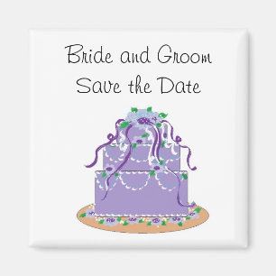Imã Bolo Roxo Elegante Salve a Data