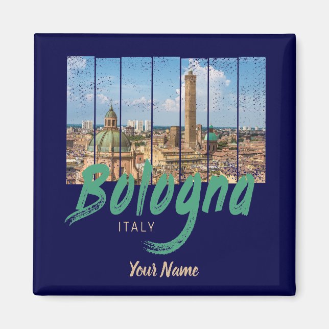 Imã Bolonha Emilia-Romagna Itália vintage souvenir (Frente)