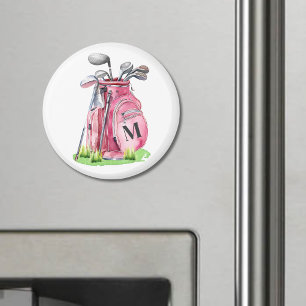 Imã Bolsa de Golfe com Monograma Rosa