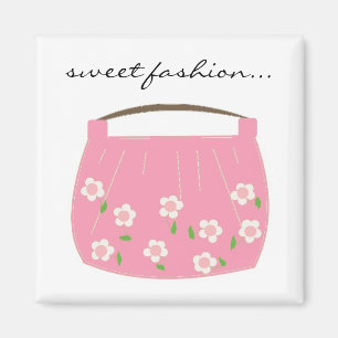Imã Bolsa floral cor-de-rosa