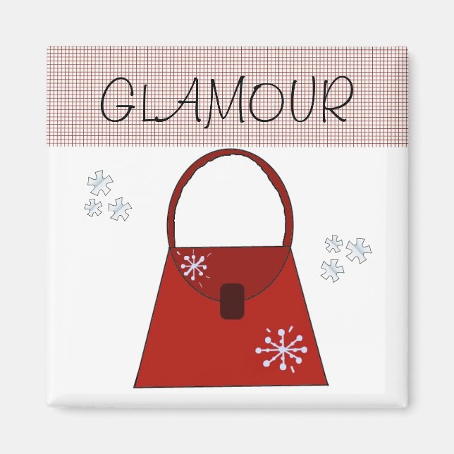 Imã Bolsa Vermelha para Feriado - Glamour (Frente)