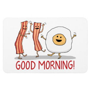 Ímã Bom dia bonito e engraçado do bacon e do ovo