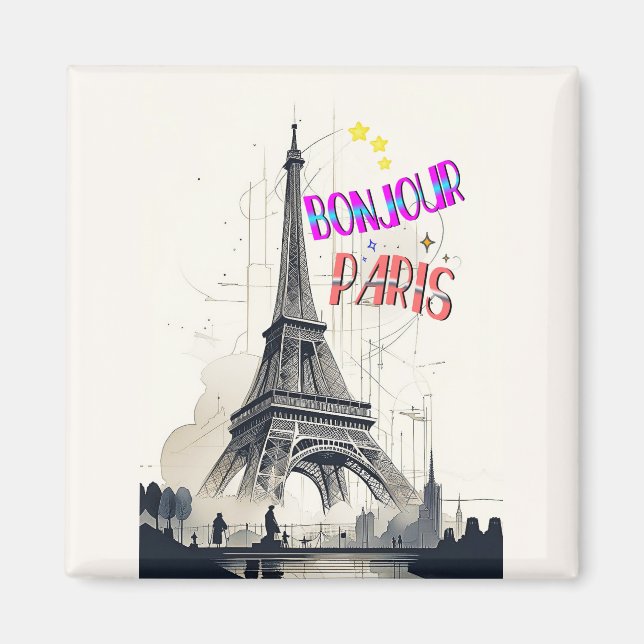 Imã Bom Dia Colorido Paris (Frente)