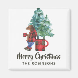 Imã Bom Natal da Xadrez Buffalo Lumberjack Bear