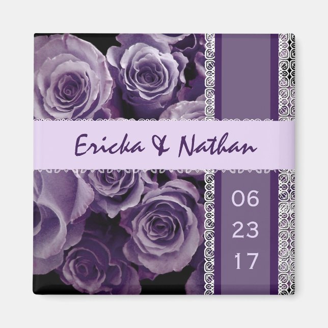 Imã BOMBAS DE VIOLET PURPLE Lace Wedding Rose Bouquet (Frente)