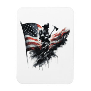 Ímã Bombeiro americano. Bandeira dos Estados Unidos.