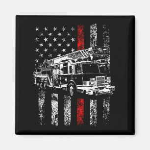 Imã Bombeiro Bandeira Americana Linha Vermelha Fina Bo