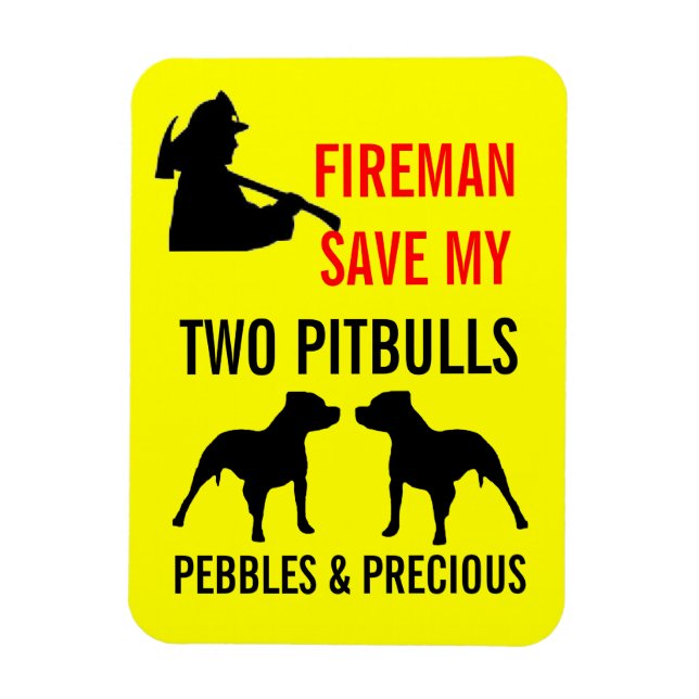 Ímã Bombeiro Personalizado Salva Meus Dois Pitbulls Se (Vertical)