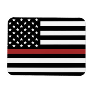 Ímã Bombeiro Thin Red Line America Flag Fire Rescut