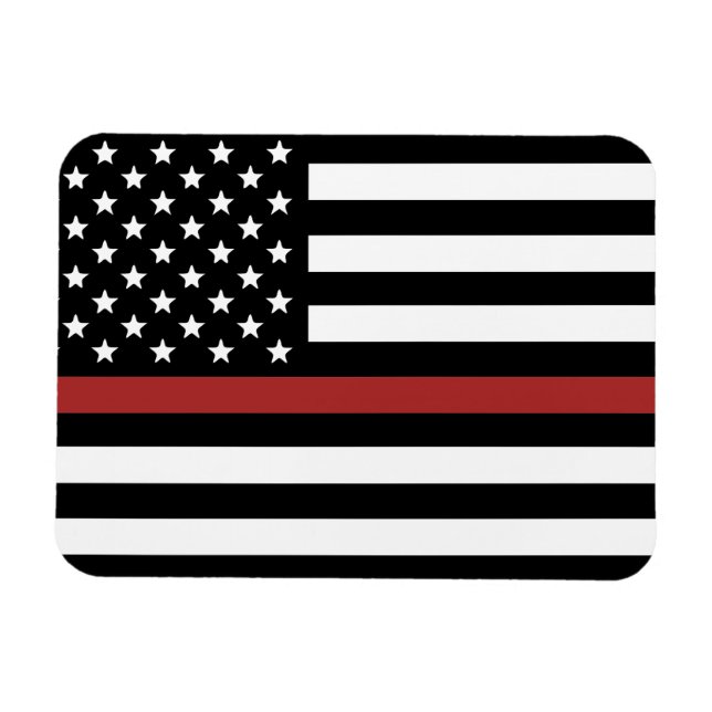 Ímã Bombeiro Thin Red Line America Flag Fire Rescut (Horizontal)