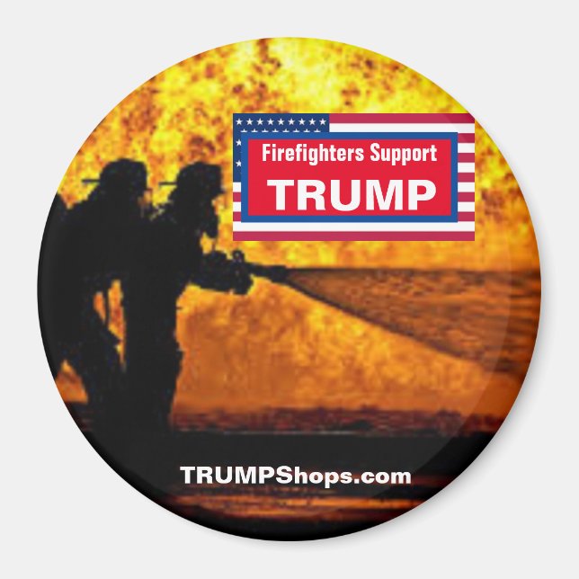 Imã Bombeiros suportam as chamas patrióticas TRUMP Mag (Frente)
