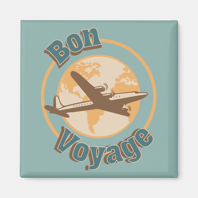 Imã Bon Voyage Vamos do design do mundo (Frente)
