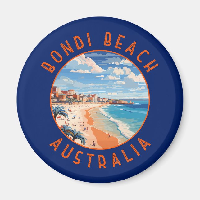 Imã Bondi Beach, Austrália, Viagem Art Vintage (Frente)