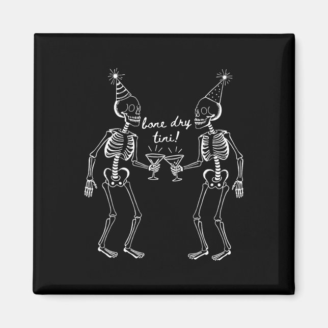 Imã Bone Dry Tini Skeleton Bebendo Martini Tail Hallo (Frente)
