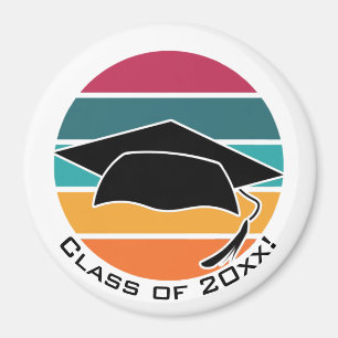 Imã Boné Mortarboard do Formando de Graduação Retro