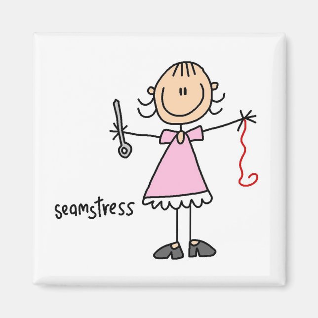 Imã Boneca de Costureira em Stick Figure (Frente)