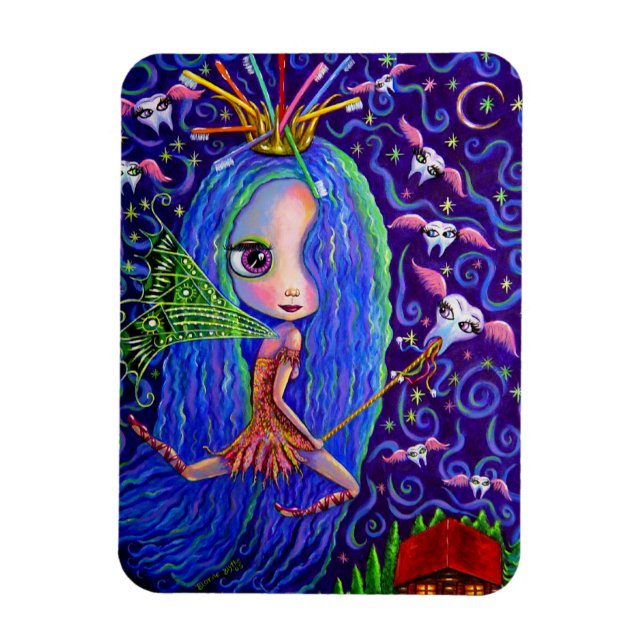 Ímã Boneca de fada dentária Olhos grandes e Coroa de e (Vertical)