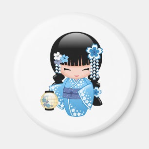 Imã Boneca de Kokeshi do inverno - menina de gueixa