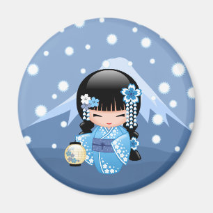 Imã Boneca de Kokeshi do inverno - menina de gueixa