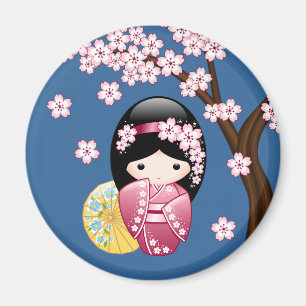 Imã Boneca de Kokeshi do primavera - gueixa japonesa