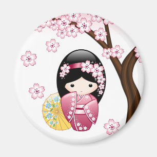 Imã Boneca de Kokeshi do primavera - menina de gueixa