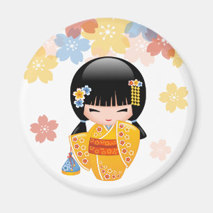 Imã Boneca de Kokeshi do verão - menina de gueixa