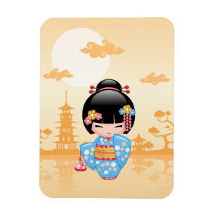 Ímã Boneca de Maiko Kokeshi - menina de gueixa