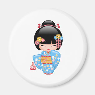 Imã Boneca de Maiko Kokeshi - menina de gueixa