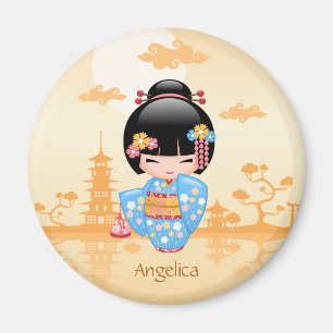 Imã Boneca de Maiko Kokeshi - menina de gueixa