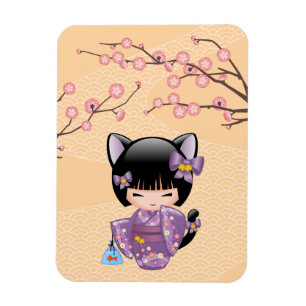 Ímã Boneca de Neko Kokeshi - menina de gueixa das