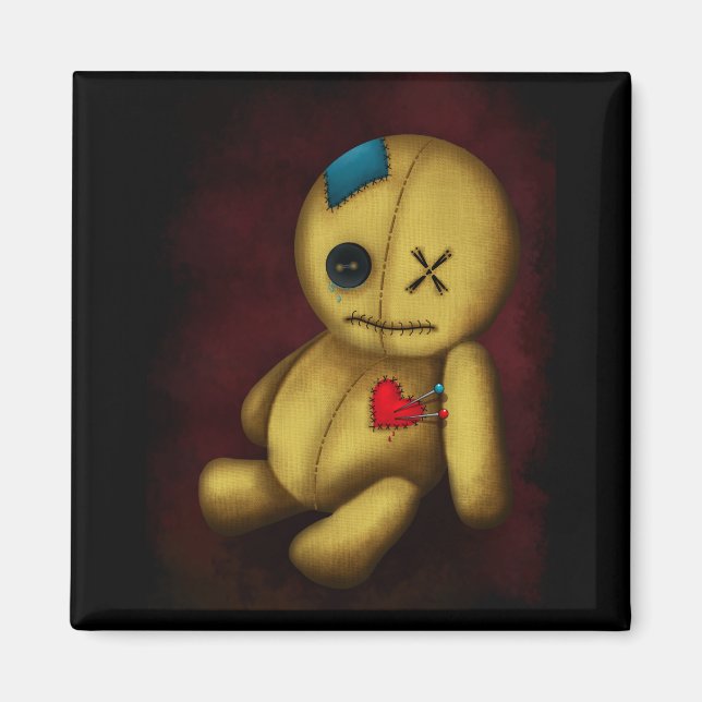 Imã Boneca de pano voodoo com botões Patches e pinos (Frente)