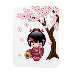 Ímã Boneca de Sakura Kokeshi - menina de gueixa
