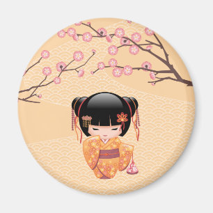 Imã Boneca de Ume Kokeshi - menina de gueixa japonesa