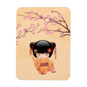 Ímã Boneca de Ume Kokeshi - menina de gueixa japonesa