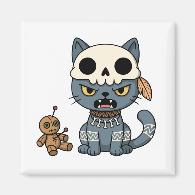 Imã Boneca Vodu de Gato Bruxa (Frente)