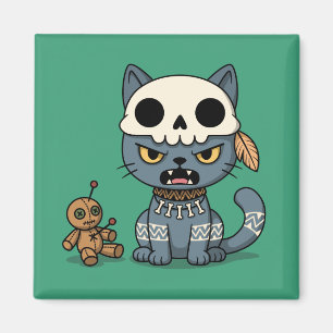 Imã Boneca Vodu de Gato Bruxa Verde
