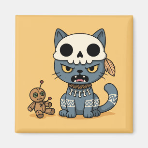 Imã Boneca Voodoo de Gato Bruxa Amarela