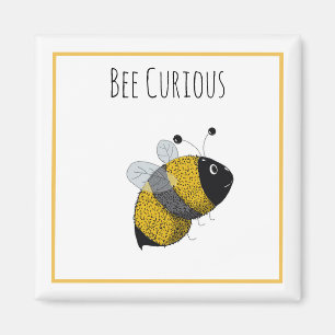 Imã Boneco Amarelo e Preto Bee Curiosa