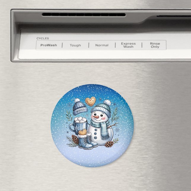 Imã Boneco de Neve Aconchegante de Inverno (In Situ (Dishwasher))