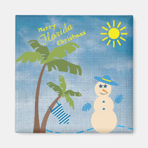 Imã Boneco de neve alegre tropical do Natal de Florida