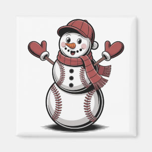 Imã Boneco de Neve Beisebol Natal Amantes do Esporte