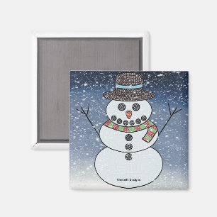 Imã Boneco de Neve c/ Fundo - Ímã