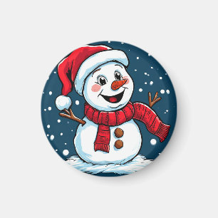Imã Boneco de Neve de Desenho Animado Festivo com Chap